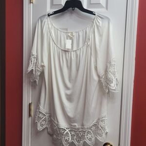 Love J White Blouse with Lace Details